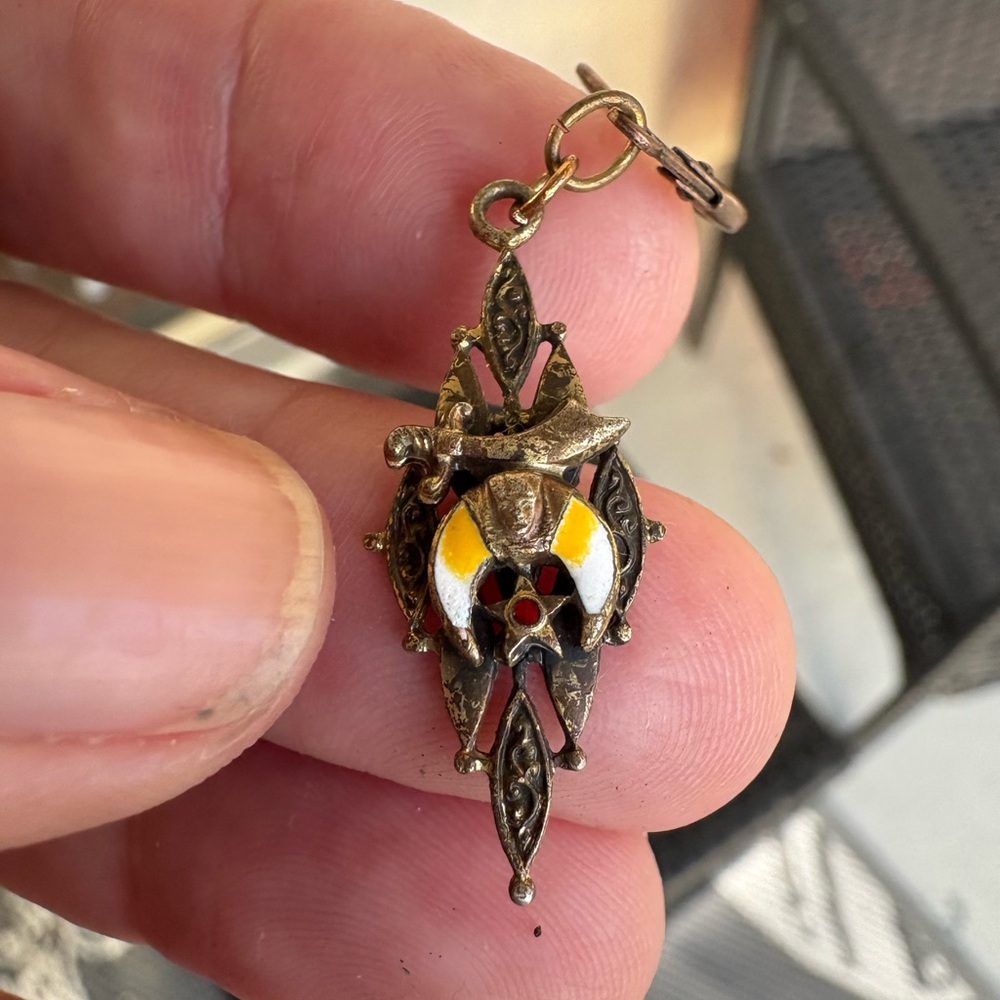 Gold and Yellow Enamel Pendant